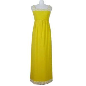 Stunning Vintage Lanz Original Yellow Crepe‎ Column Dress